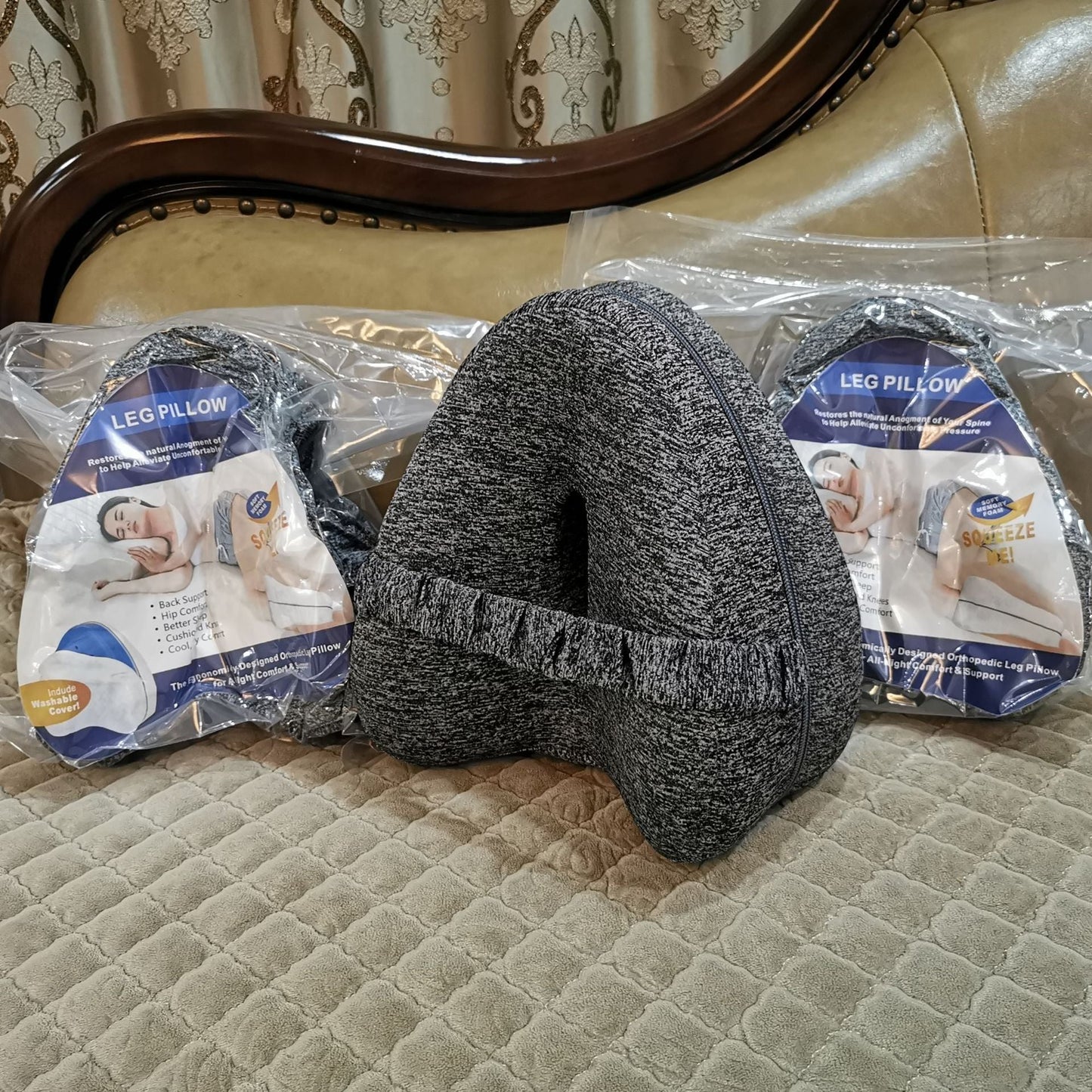 Zero pressure memory foam leg lock pillow for comfortable sleeping support