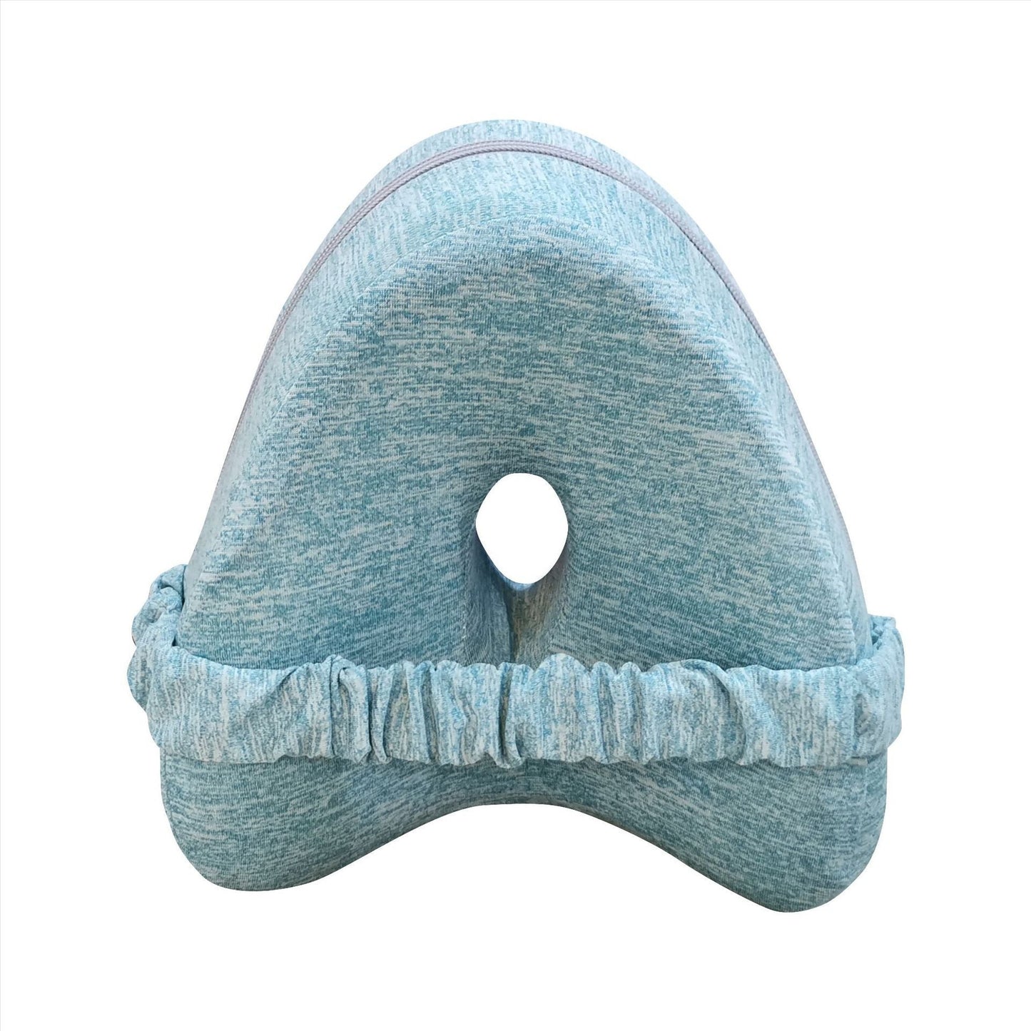 Blue zero pressure memory foam leg lock pillow with elastic strap