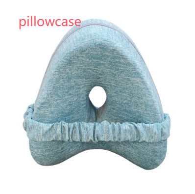 Blue zero pressure memory foam leg lock pillow with soft removable pillowcase